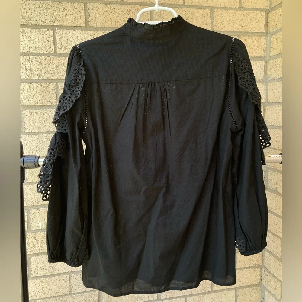 J. Crew Floral Embroidered Eyelet Ruffle Sleeve 100% Cotton Whimsigoth Blouse